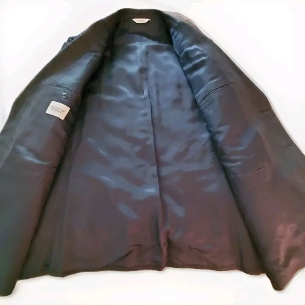 Pronto Uomo Platinum 100% Wool Mens 48L Blazer Suit Jacket Sport Coat Brown Grey